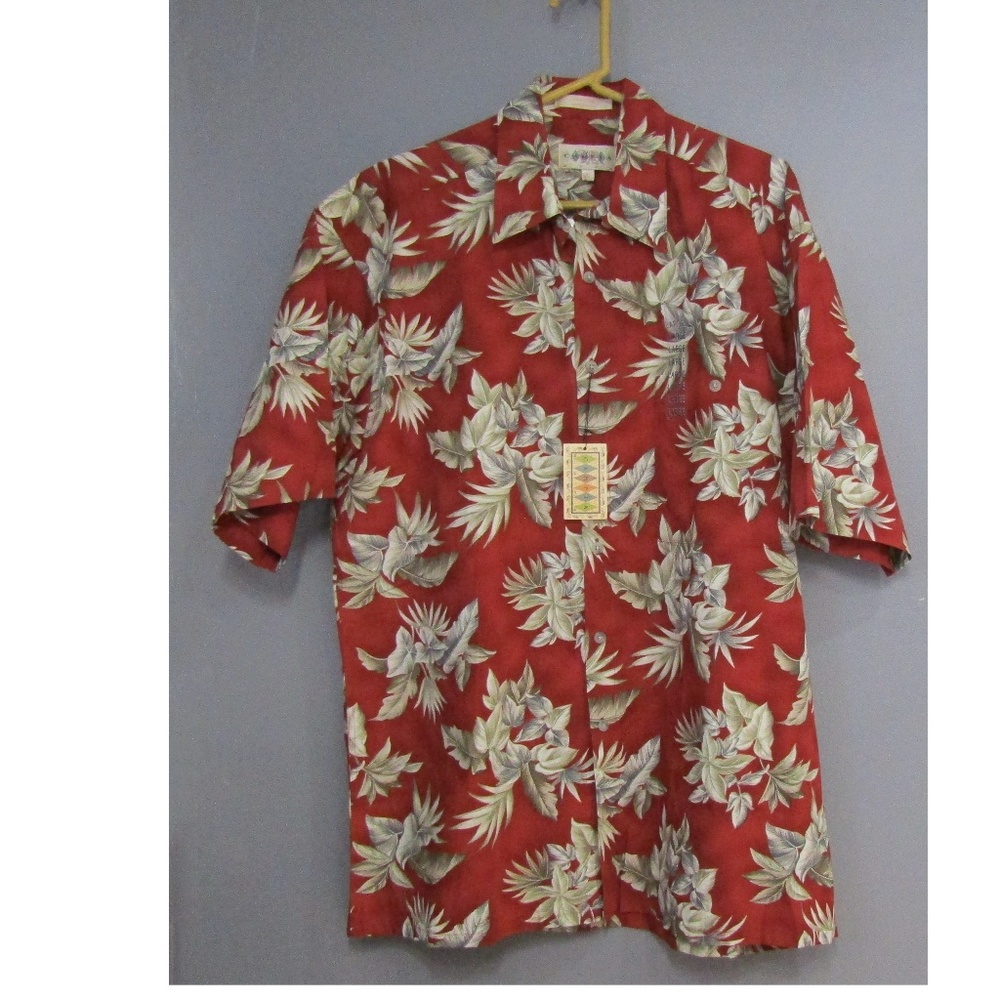 NEW Campia Moda Brick Red Tropical Shirt Size L